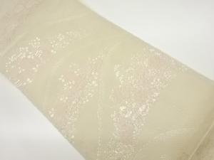 紗 山並みに秋草模様織出し袋帯